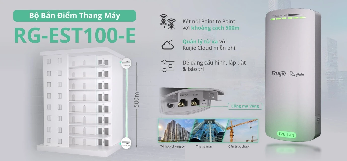 Bộ bắn điểm Wifi ngoài trời Ruijie Reyee RG-EST100-E