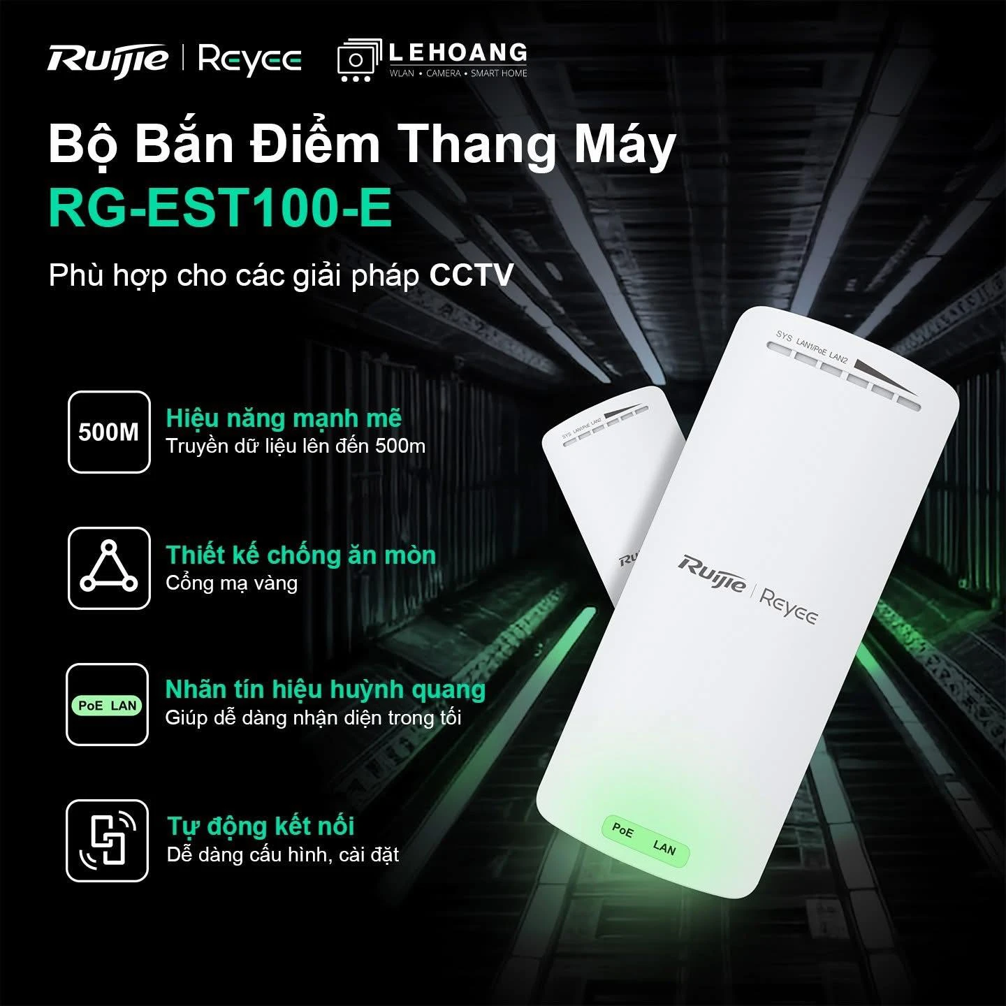 Bộ bắn điểm Wifi ngoài trời Ruijie Reyee RG-EST100-E